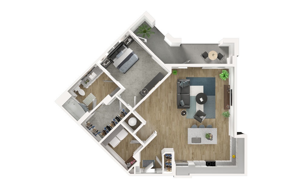 A3 - 1 bedroom floorplan layout with 1 bath and 967 square feet.